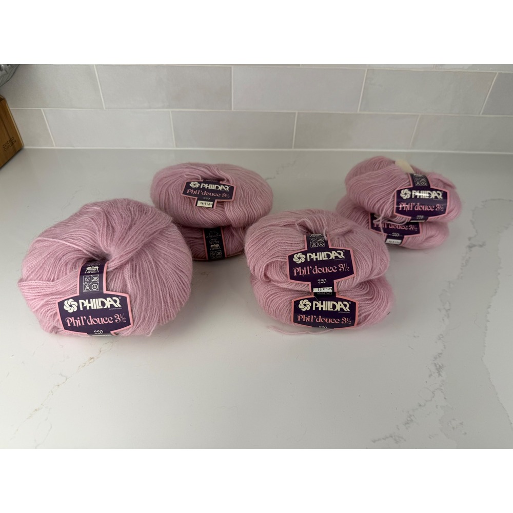 Phildar Yarn Phil'douce 3 1/2 50g Lilac Pink 220 Soft Fuzzy Lot of 7